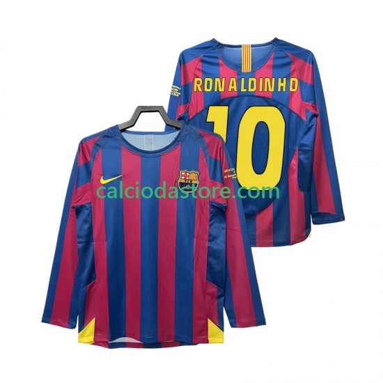 Maglia FC Barcelona RONALDINHO 10 Champions League 2005 Retro Gara Home Uomo 2006 ML Maglia FC Barcelona RONALDINHO 10 Champions League 2005 Retro Gara Home Uomo 2006 ML