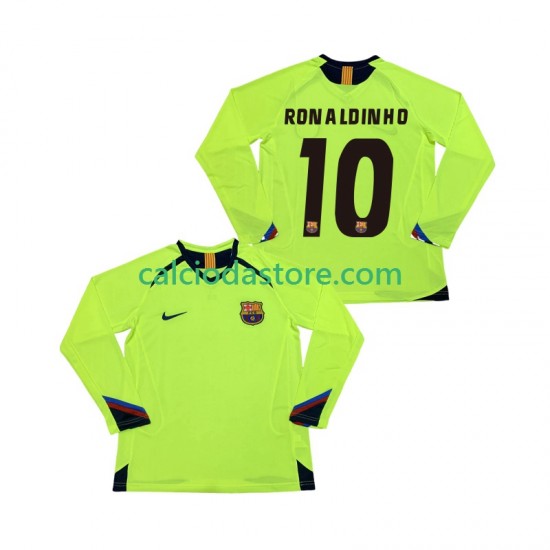 Maglia FC Barcelona RONALDINHO 10 2005 Retro Gara Away Uomo 2006 ML Maglia FC Barcelona RONALDINHO 10 2005 Retro Gara Away Uomo 2006 ML