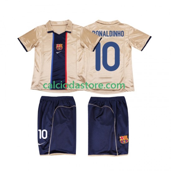 Maglia FC Barcelona RONALDINHO 10 2001 Retro Gara Away Completo Bambino 2-13 Anni 2002 MC Maglia FC Barcelona RONALDINHO 10 2001 Retro Gara Away Completo Bambino 2-13 Anni 2002 MC