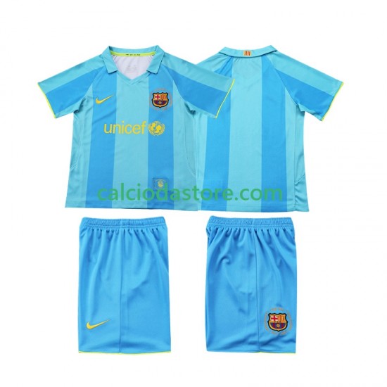 Maglia FC Barcelona 2007 Retro Gara Away Completo Bambino 2-13 Anni 2008 MC