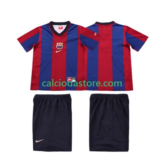 Maglia FC Barcelona Retro Gara Home Completo Bambino 2-13 Anni 1998 1999 MC