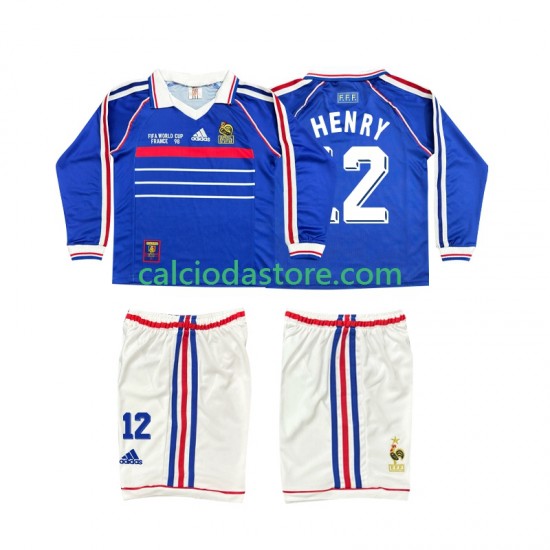 Maglia Francia Henry 12 Retro Gara Home Completo Bambino 2-13 Anni 1998 ML