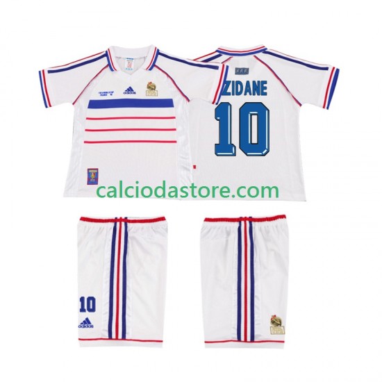 Maglia Francia ZIDANE 10 Retro Gara Away Completo Bambino 2-13 Anni 1998 MC Maglia Francia ZIDANE 10 Retro Gara Away Completo Bambino 2-13 Anni 1998 MC