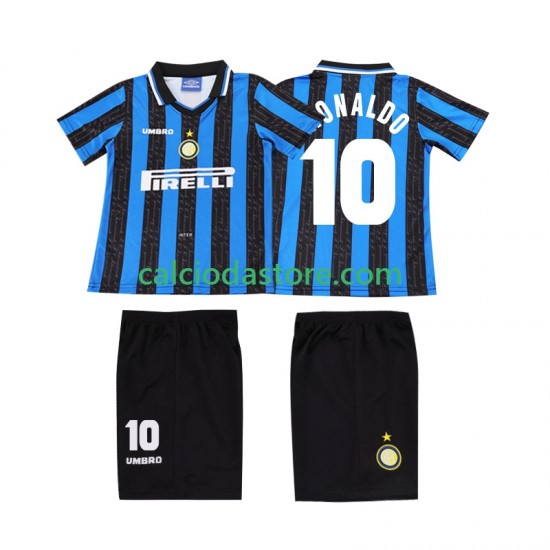 Maglia Inter Milan Ronaldo 10 1997 Retro Gara Home Completo Bambino 2-13 Anni 1998 MC Maglia Inter Milan Ronaldo 10 1997 Retro Gara Home Completo Bambino 2-13 Anni 1998 MC
