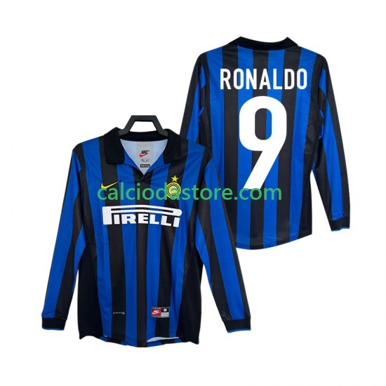 Maglia Inter Milan Ronaldo 9 Retro Gara Home Uomo 1998 1999 ML Maglia Inter Milan Ronaldo 9 Retro Gara Home Uomo 1998 1999 ML