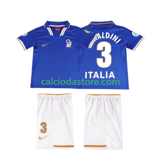 Maglia Italia MALDINI 3 1996 Retro Gara Home Completo Bambino 2-13 Anni MC Maglia Italia MALDINI 3 1996 Retro Gara Home Completo Bambino 2-13 Anni MC