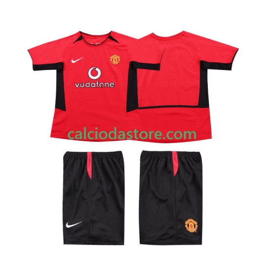 Maglia Manchester United Retro Gara Home Completo Bambino 2-13 Anni 2004 2002 MC Maglia Manchester United Retro Gara Home Completo Bambino 2-13 Anni 2004 2002 MC