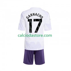 Maglia Manchester United Alejandro Garnacho 17 Gara Away Completo Bambino 2-13 Anni 2025-2026 MC