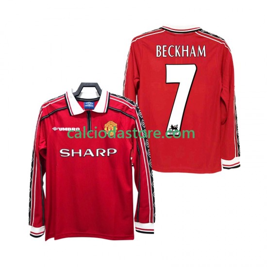 Maglia Manchester United BECKHAM 7 Retro Gara Home Uomo 1998 1999 ML Maglia Manchester United BECKHAM 7 Retro Gara Home Uomo 1998 1999 ML