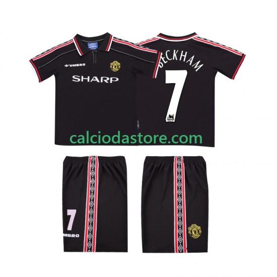 Maglia Manchester United Beckham 7 Retro Gara Away Completo Bambino 2-13 Anni 1998 1999 MC Maglia Manchester United Beckham 7 Retro Gara Away Completo Bambino 2-13 Anni 1998 1999 MC