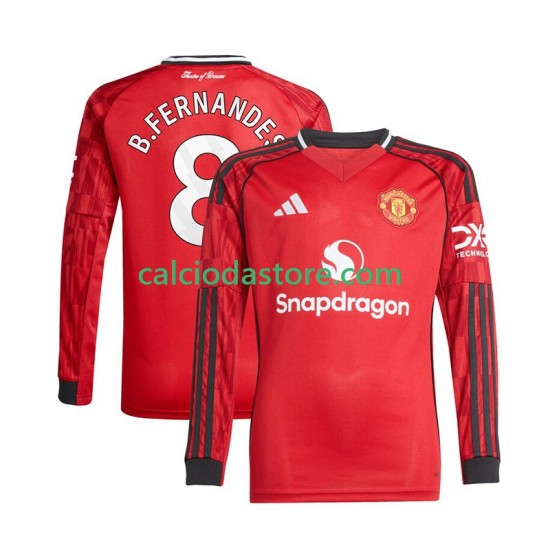 Maglia Manchester United Bruno Fernandes 8 Gara Home Uomo 2025-2026 ML Maglia Manchester United Bruno Fernandes 8 Gara Home Uomo 2025-2026 ML