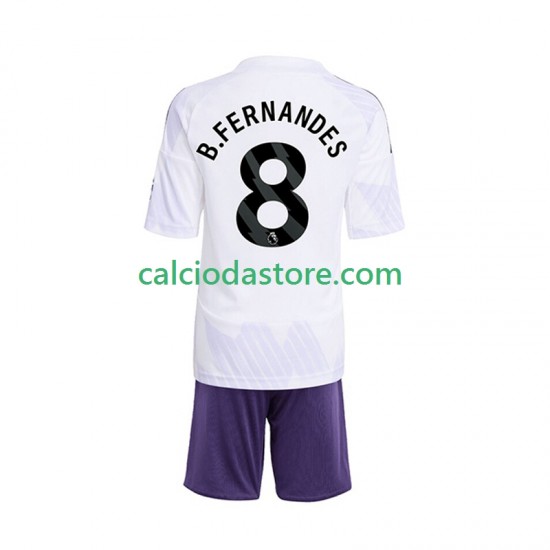Maglia Manchester United Bruno Fernandes 8 Gara Away Completo Bambino 2-13 Anni 2025-2026 MC
