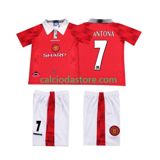 Maglia Manchester United CANTONA 7 1996 1997 Retro Gara Home Completo Bambino 2-13 Anni MC