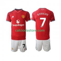 Maglia Manchester United Cristiano Ronaldo 7 Gara Home Completo Bambino 2-13 Anni 2025-2026 MC