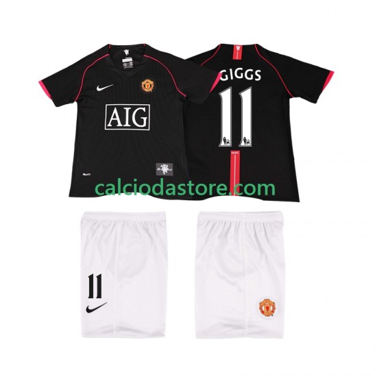 Maglia Manchester United GIGGS 11 2007 Retro Gara Away Completo Bambino 2-13 Anni 2008 MC
