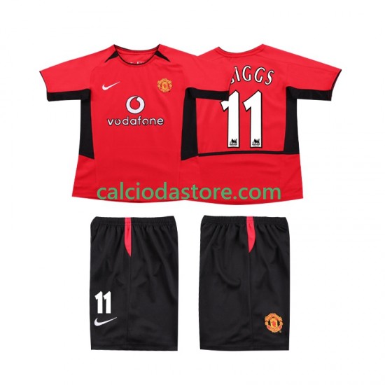 Maglia Manchester United GIGGS 11 Retro Gara Home Completo Bambino 2-13 Anni 2004 2002 MC