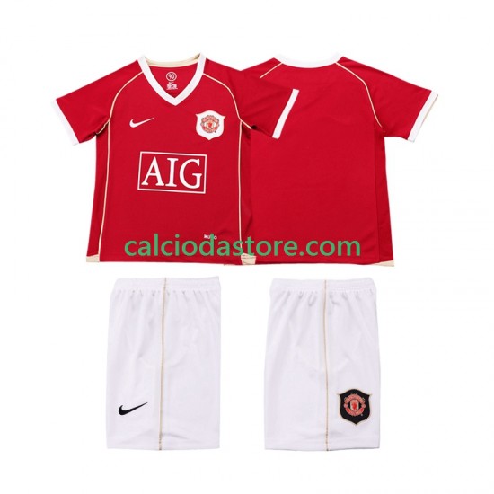 Maglia Manchester United 2007 Retro Gara Home Completo Bambino 2-13 Anni 2006 MC