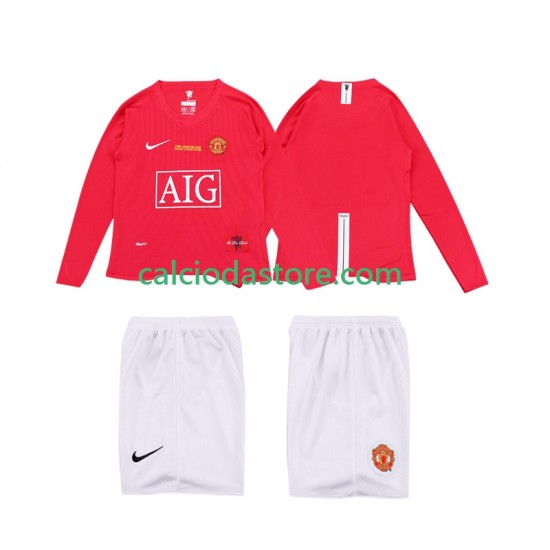 Maglia Manchester United Premier League 2009 Retro Gara Home Completo Bambino 2-13 Anni 2008 ML