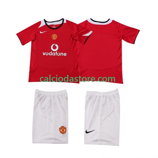 Maglia Manchester United 2005 Retro Gara Home Completo Bambino 2-13 Anni 2006 MC