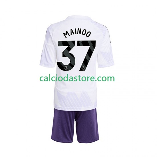 Maglia Manchester United Kobbie Mainoo 37 Gara Away Completo Bambino 2-13 Anni 2025-2026 MC