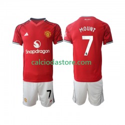 Maglia Manchester United Mason Mount 7 Gara Home Completo Bambino 2-13 Anni 2025-2026 MC