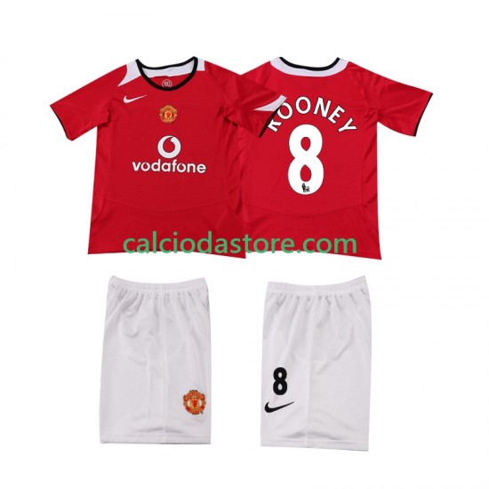 Maglia Manchester United ROONEY 8 2005 Retro Gara Home Completo Bambino 2-13 Anni 2006 MC Maglia Manchester United ROONEY 8 2005 Retro Gara Home Completo Bambino 2-13 Anni 2006 MC