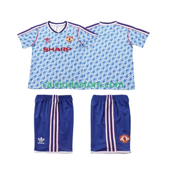 Maglia Manchester United 1990 1992 Retro Gara Away Completo Bambino 2-13 Anni MC