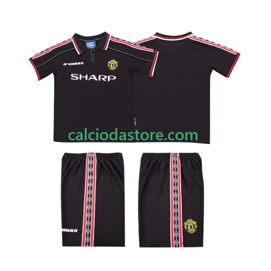 Maglia Manchester United Retro Gara Away Completo Bambino 2-13 Anni 1998 1999 MC Maglia Manchester United Retro Gara Away Completo Bambino 2-13 Anni 1998 1999 MC