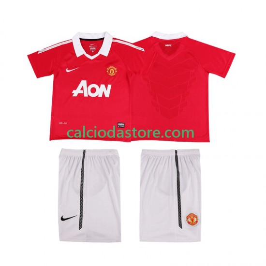 Maglia Manchester United Retro Gara Home Completo Bambino 2-13 Anni 2011 2010 MC