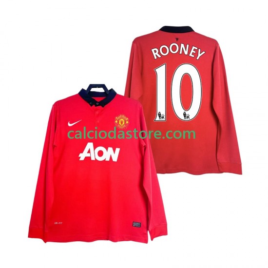 Maglia Manchester United Rooney 10 2013 2014 Retro Gara Home Uomo ML Maglia Manchester United Rooney 10 2013 2014 Retro Gara Home Uomo ML