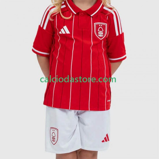 Maglia Nottingham Forest Gara Home Completo Bambino 2-13 Anni 2025-2026 MC