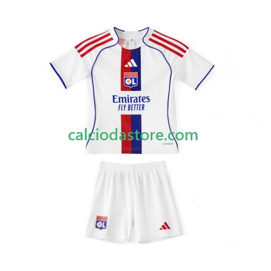 Maglia Olympique Lyonnais Gara Home Completo Bambino 2-13 Anni 2025-2026 MC Maglia Olympique Lyonnais Gara Home Completo Bambino 2-13 Anni 2025-2026 MC