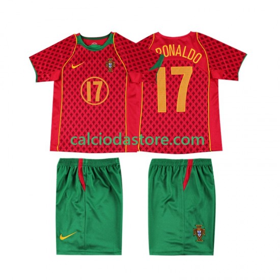 Maglia Portogallo Cristiano Ronaldo 17 Retro Gara Home Completo Bambino 2-13 Anni 2004 MC