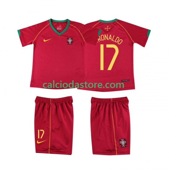 Maglia Portogallo Cristiano Ronaldo 17 Retro Gara Home Completo Bambino 2-13 Anni 2006 MC