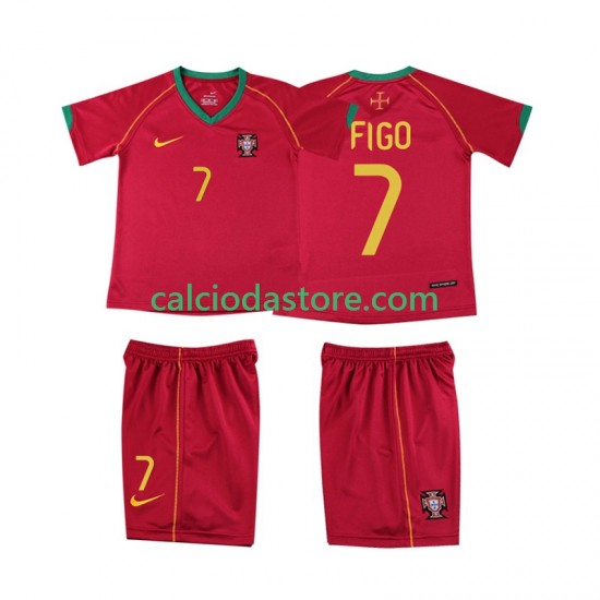Maglia Portogallo FIGO 7 Retro Gara Home Completo Bambino 2-13 Anni 2006 MC