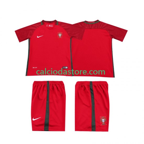 Maglia Portogallo 2016 Retro Gara Home Completo Bambino 2-13 Anni MC