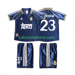 Maglia Real Madrid BECERHAM 23 Retro Gara Terza Completo Bambino 2-13 Anni 1998 1999 MC