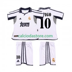 Maglia Real Madrid FIGO 10 2001 Retro Gara Home Completo Bambino 2-13 Anni 2002 MC