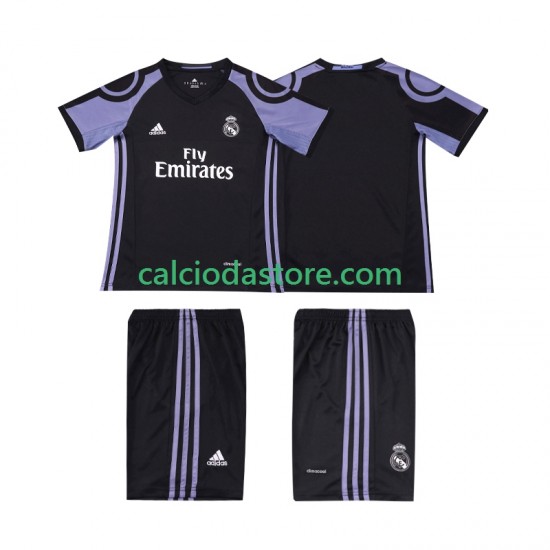 Maglia Real Madrid 2016 2017 Retro Gara Terza Completo Bambino 2-13 Anni MC