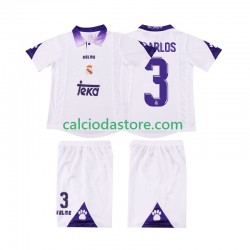 Maglia Real Madrid R CARLOS 3 1997 Retro Gara Home Completo Bambino 2-13 Anni 1998 MC