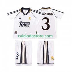 Maglia Real Madrid R CARLOS 3 2000 Retro Gara Home Completo Bambino 2-13 Anni 1998 MC