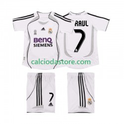 Maglia Real Madrid RAUL 7 2007 Retro Gara Home Completo Bambino 2-13 Anni 2006 MC