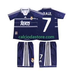 Maglia Real Madrid RAUL 7 Retro Gara Away Completo Bambino 2-13 Anni 1998 1999 MC