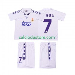 Maglia Real Madrid RAUL 7 1996 Retro Gara Home Completo Bambino 2-13 Anni 1994 MC
