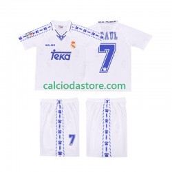 Maglia Real Madrid RAUL 7 1996 1997 Retro Gara Home Completo Bambino 2-13 Anni MC
