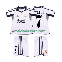 Maglia Real Madrid RAUL 7 2001 Retro Gara Home Completo Bambino 2-13 Anni 2002 MC