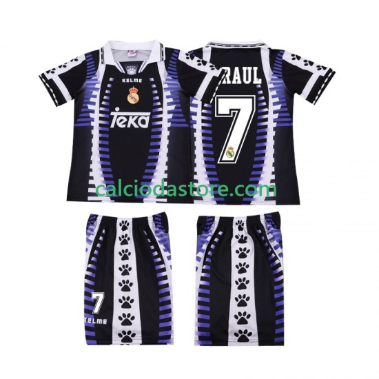 Maglia Real Madrid RAUL 7 1997 Retro Gara Terza Completo Bambino 2-13 Anni 1998 MC Maglia Real Madrid RAUL 7 1997 Retro Gara Terza Completo Bambino 2-13 Anni 1998 MC