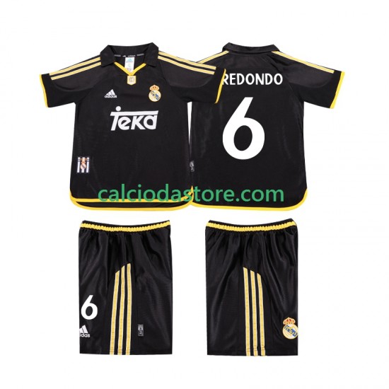 Maglia Real Madrid REDONDO 6 2001 Retro Gara Away Completo Bambino 2-13 Anni 1999 MC Maglia Real Madrid REDONDO 6 2001 Retro Gara Away Completo Bambino 2-13 Anni 1999 MC