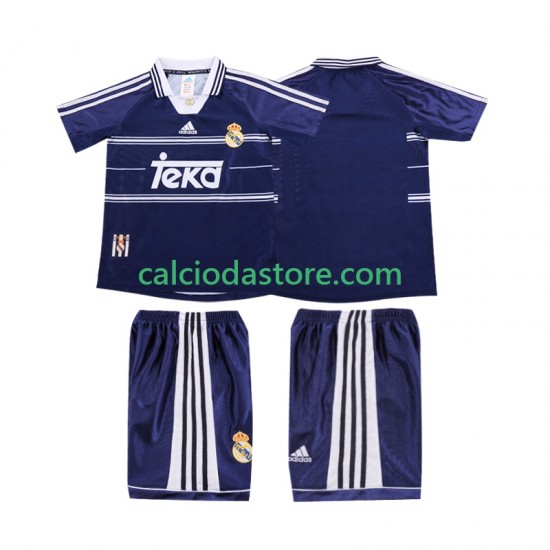 Maglia Real Madrid Retro Gara Away Completo Bambino 2-13 Anni 1998 1999 MC