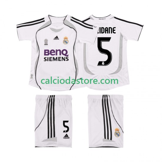 Maglia Real Madrid ZIDANE 5 2007 Retro Gara Home Completo Bambino 2-13 Anni 2006 MC